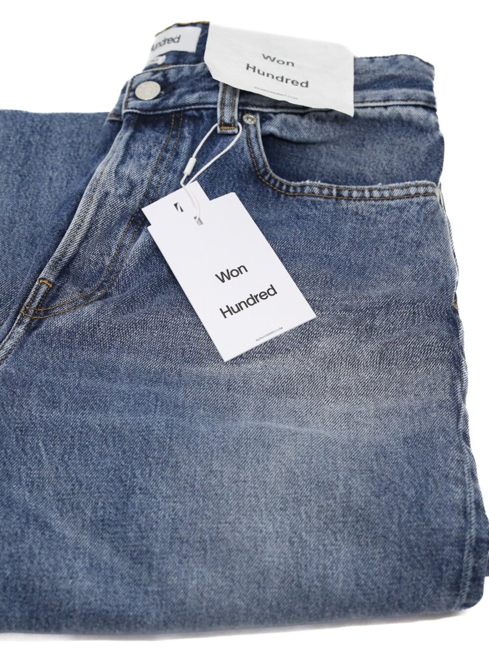 NWT Won Hundred Mens Billy Jeans Size 31x32 Organic Cotton Button Fly Blue Faded